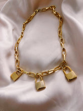 Load image into Gallery viewer, Backwards Gold Lock Necklace