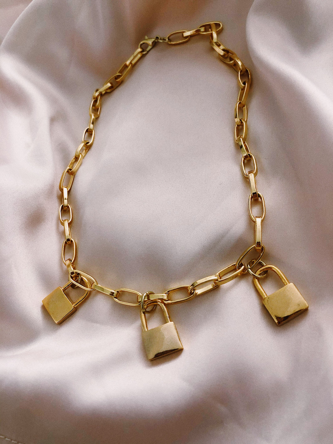 Backwards Gold Lock Necklace