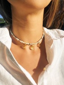Late Night Drive Matte Moon Necklace