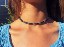 Load image into Gallery viewer, College Blue Glass Beaded Necklace
